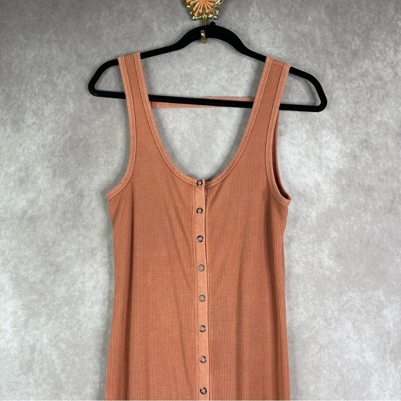 Daily Practice By Anthropologie Waffle Knit Button-Front Midi Dress In Coral XS - Picture 4 of 9